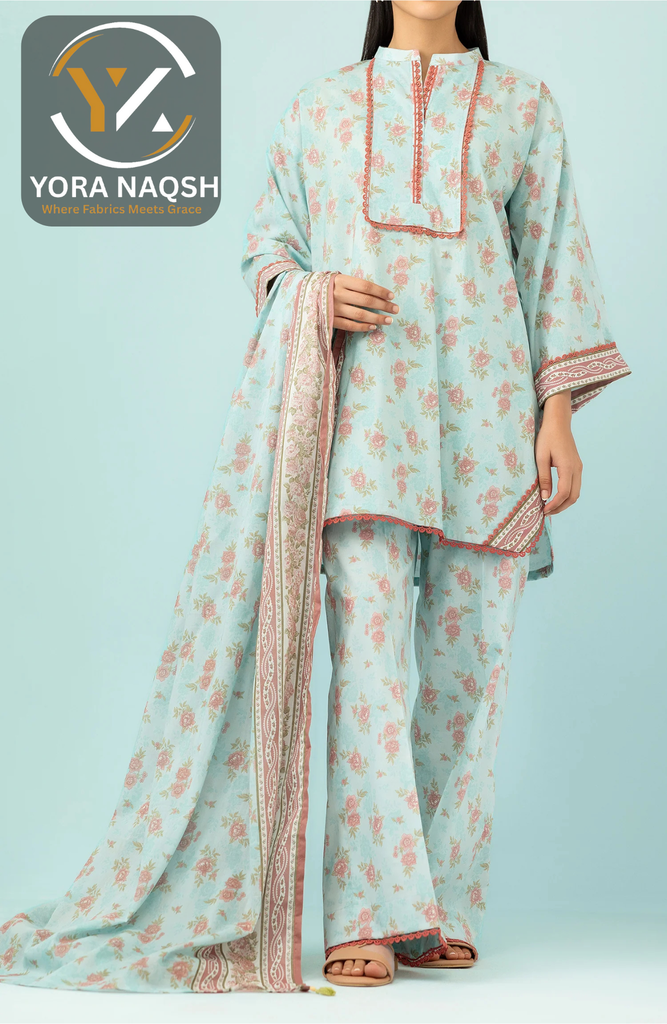 Orient Classic Lawn 3 Piece Sky Blue Unstitched Suit